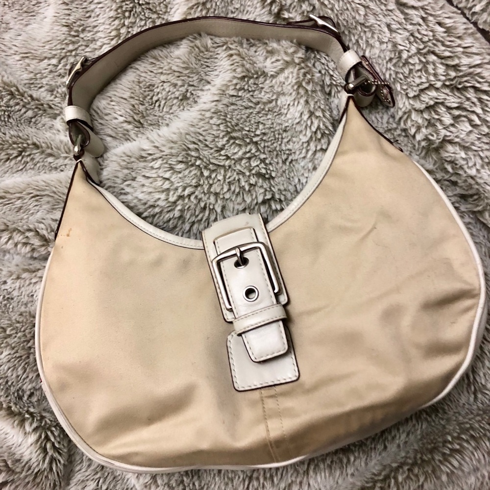 Coach white and nude purse